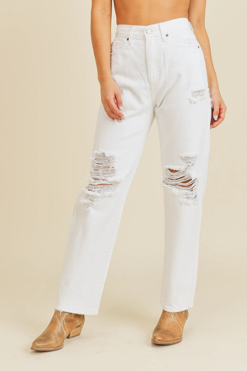 White High Rise Dad Jeans - Proper