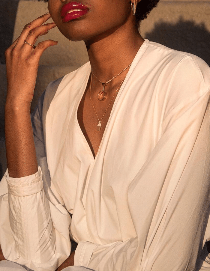 Gold Mother of Pearl Pendant Necklace - Proper