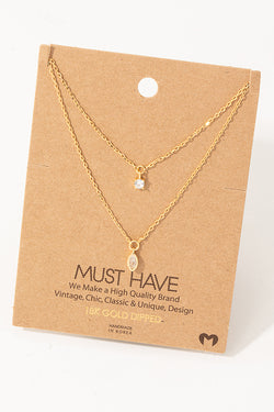 Layered Rhinestone Charm Necklace - Proper