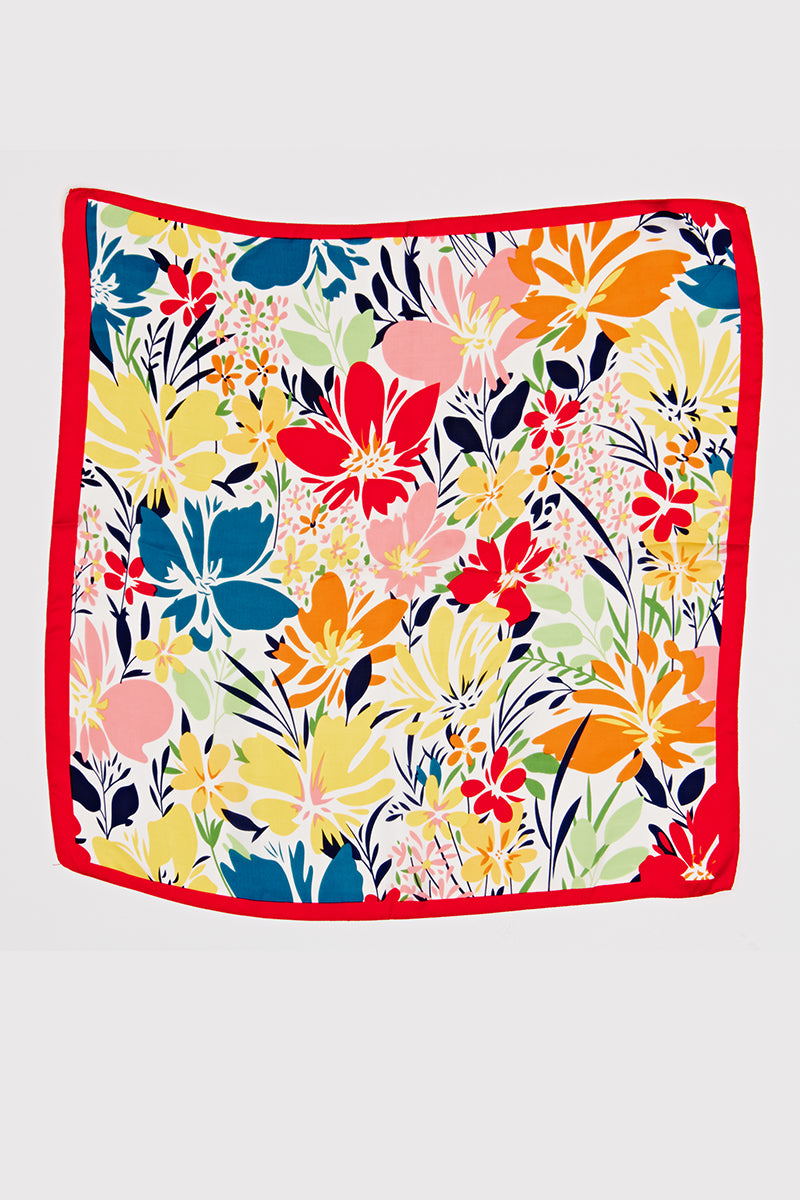 Multi Flower Pattern Square Scarf - Proper