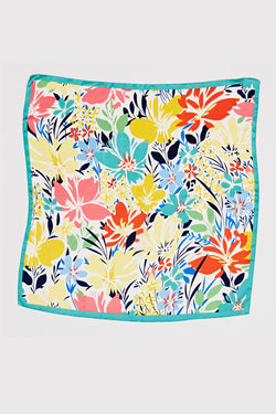 Multi Flower Pattern Square Scarf - Proper