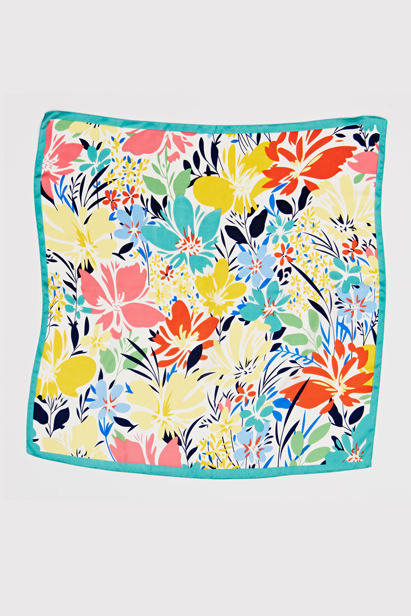 Multi Flower Pattern Square Scarf - Proper