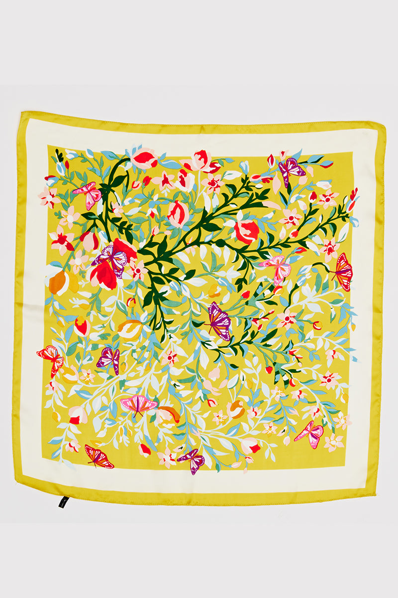 Floral Butterfly Pattern Square Scarf - Proper