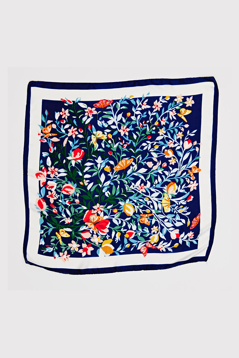 Floral Butterfly Pattern Square Scarf - Proper