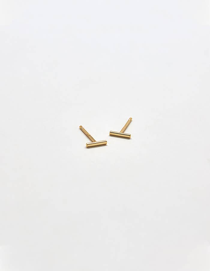 Gold Mini Bar Earrings - Proper