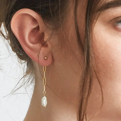 Gold Pearl Chain Jacket Earrings - Proper