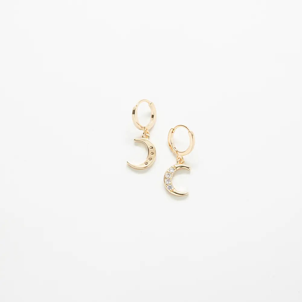CZ Crescent Moon Huggie Earrings - Proper
