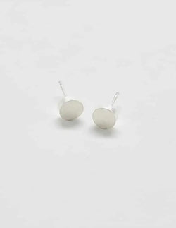 Silver Round Flat Stud Earrings - Proper