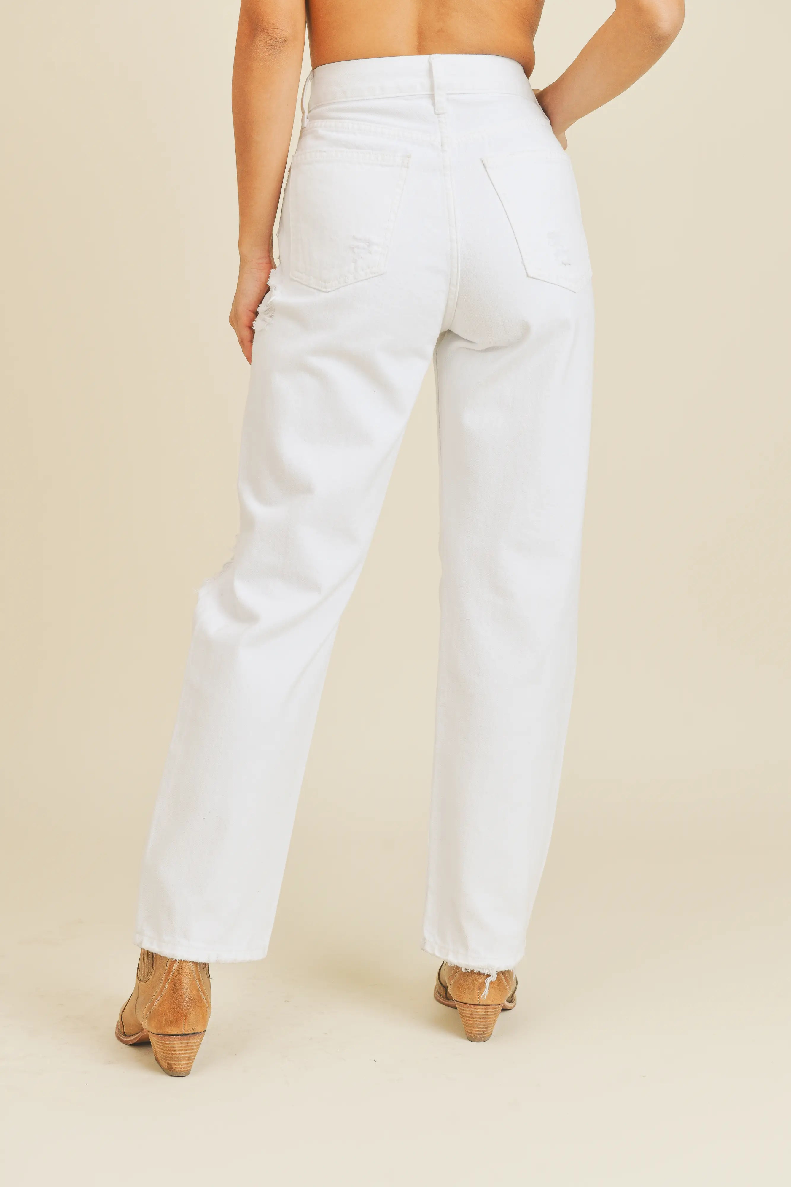 White High Rise Dad Jeans - Proper