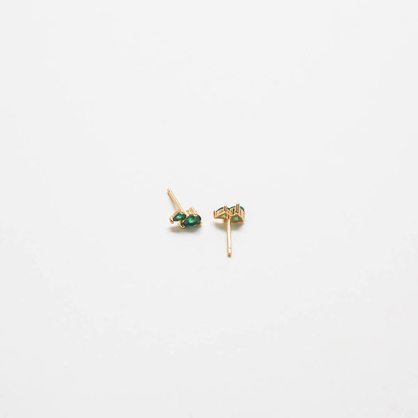 Green CZ Double Teardrop Stud Earrings - Proper