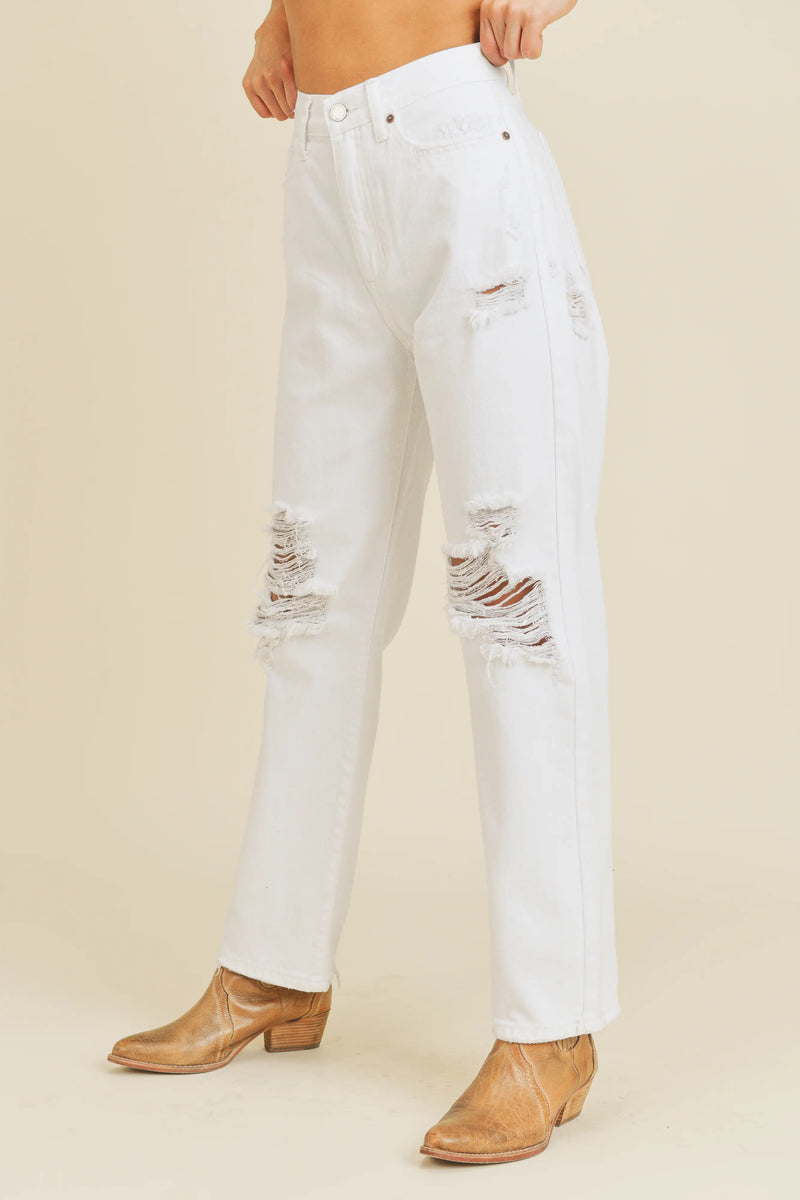 White High Rise Dad Jeans - Proper