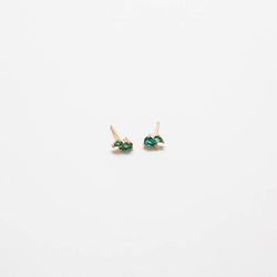 Green CZ Double Teardrop Stud Earrings - Proper