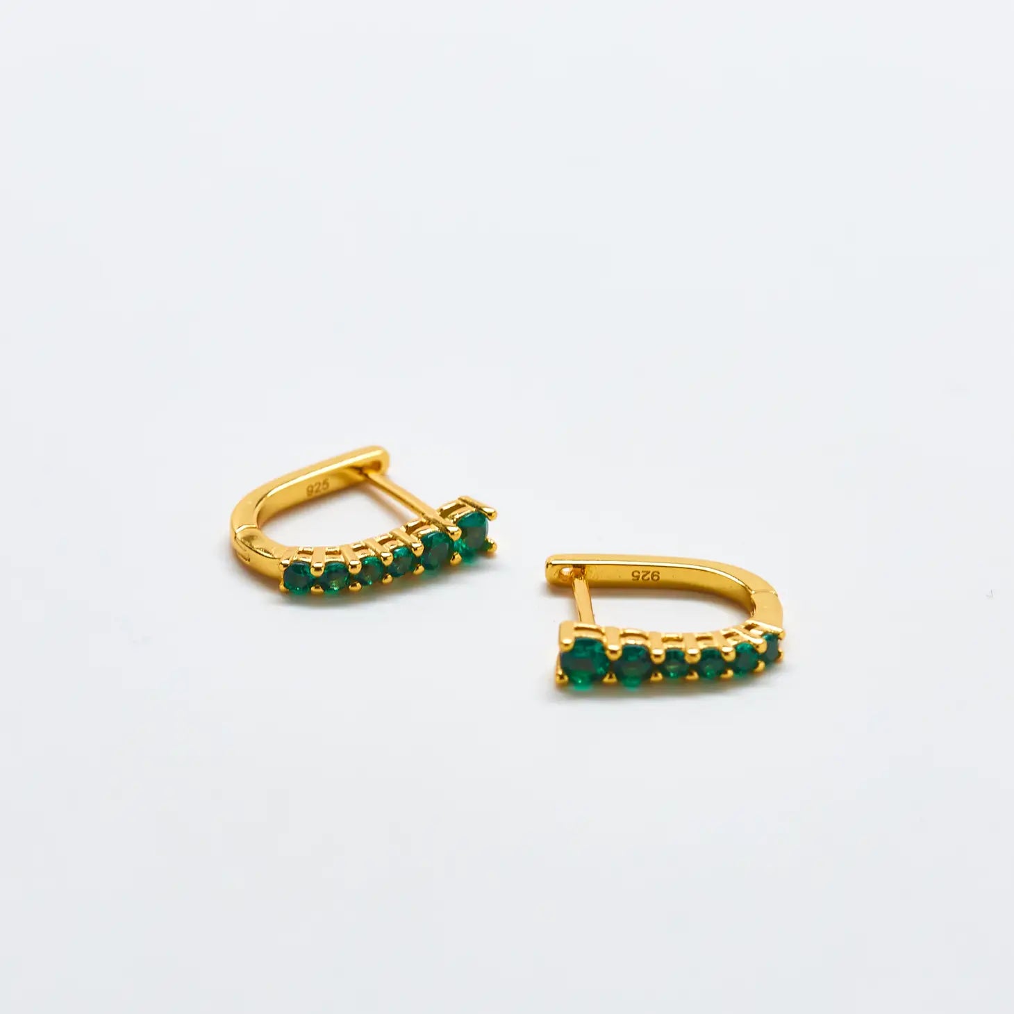 Green CZ Huggie Hoop Earrings - Proper