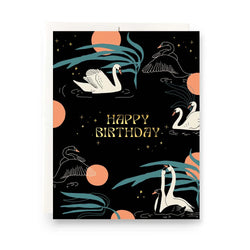 Swans Birthday Card - Proper