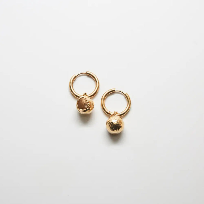 Geometric Gold Ball Huggies - Proper