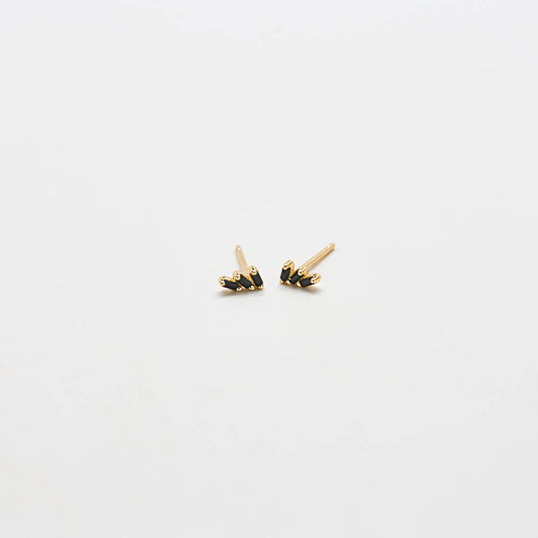 Black Triple Baguette Gold Studs - Proper