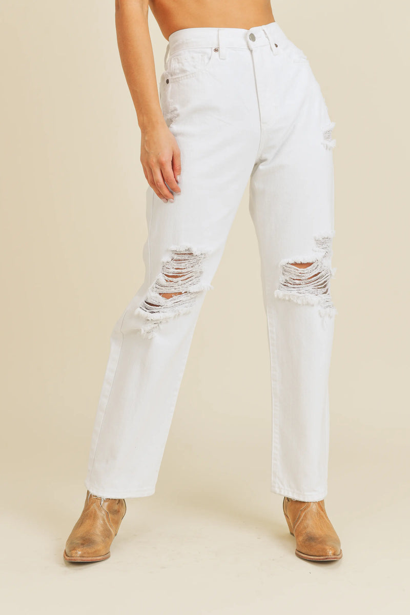 White High Rise Dad Jeans - Proper