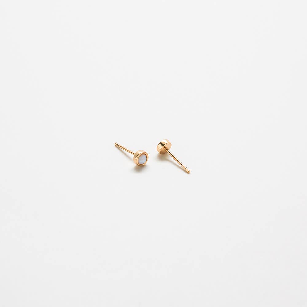 Round Opal Stud Earrings - Proper