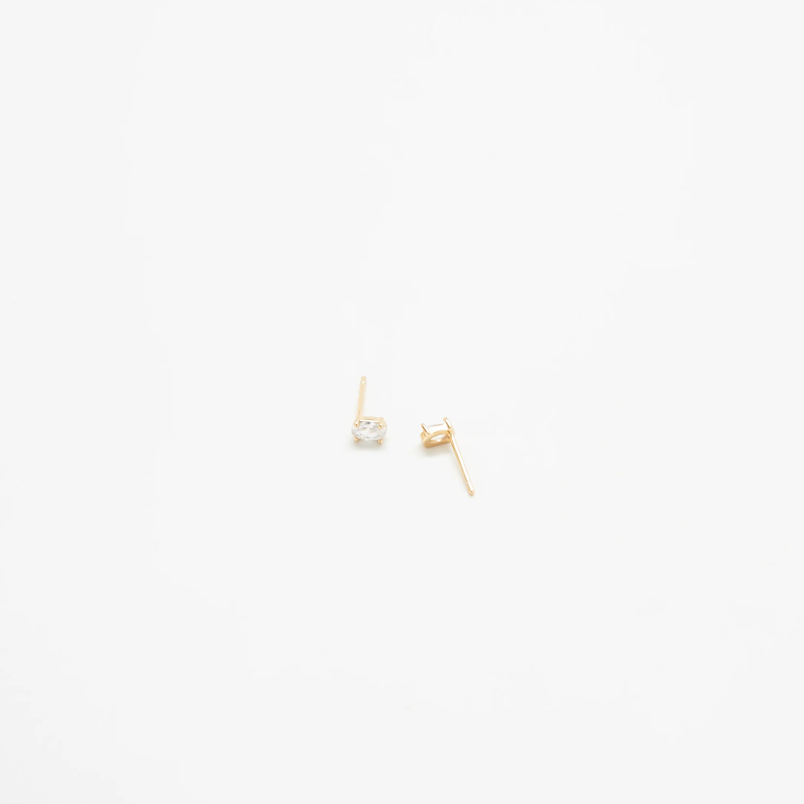 White CZ Oval Stud Earrings - Proper