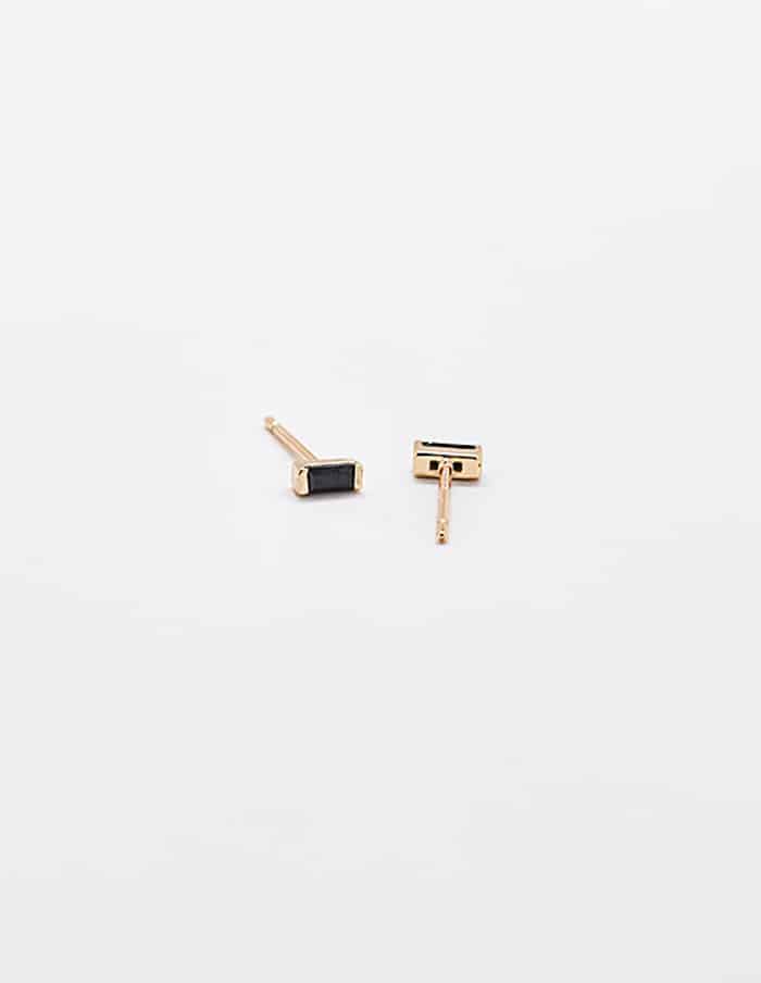 Mini Black Baguette Studs - Proper
