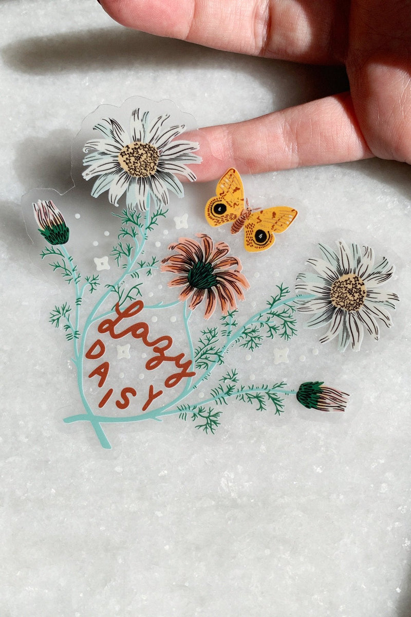 Lazy Daisy Clear Vinyl Sticker - Proper