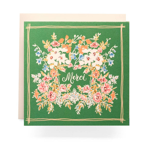 Merci Floral Square Card - Proper